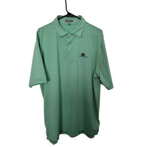Peter Millar Summer Comfort Mens Large Green White Striped Mid Pines Golf Polo